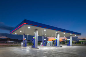 Fuel station façade