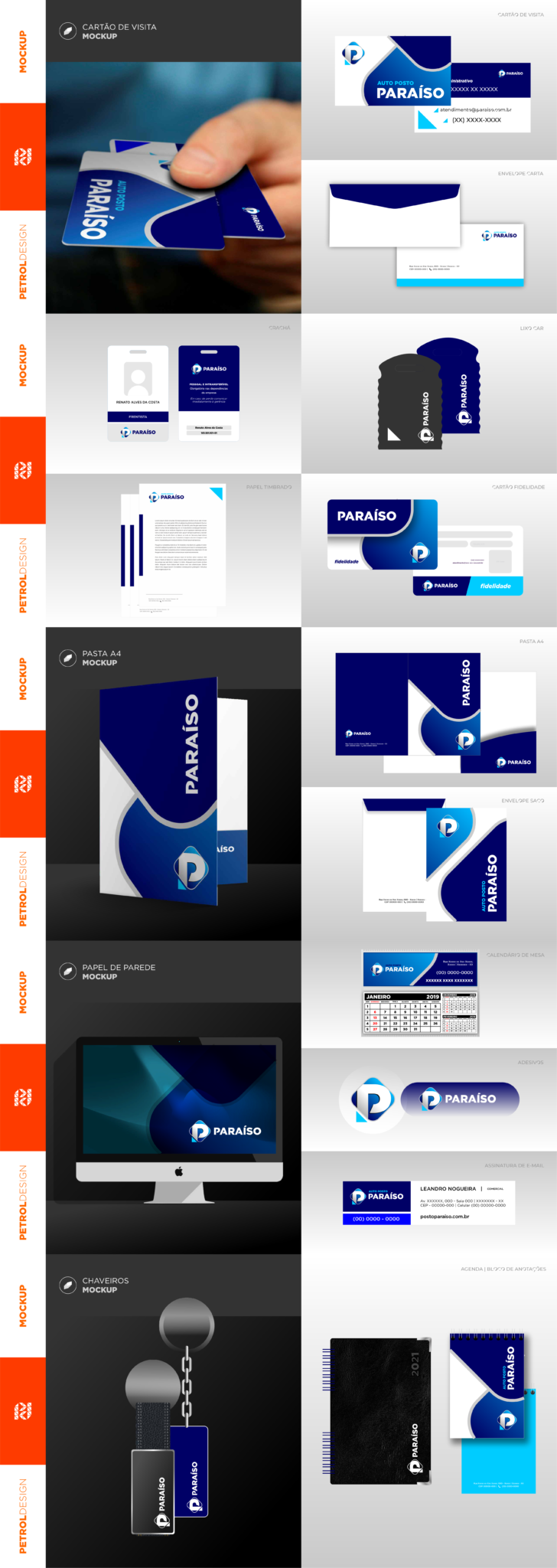 Design Pack Mockup Papelaria Posto Gasolina