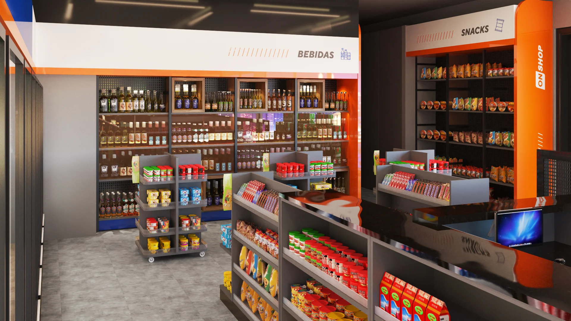 Layout loja de conveniência On Shop Tuiuti em Curitiba