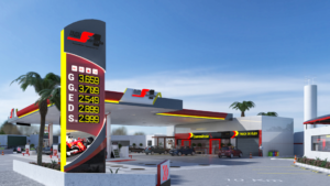 Painéis de LED em posto