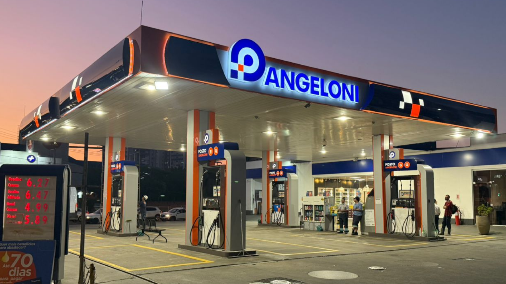 comunicacao visual Posto Angeloni, posto de combustivel em Criciúma SC