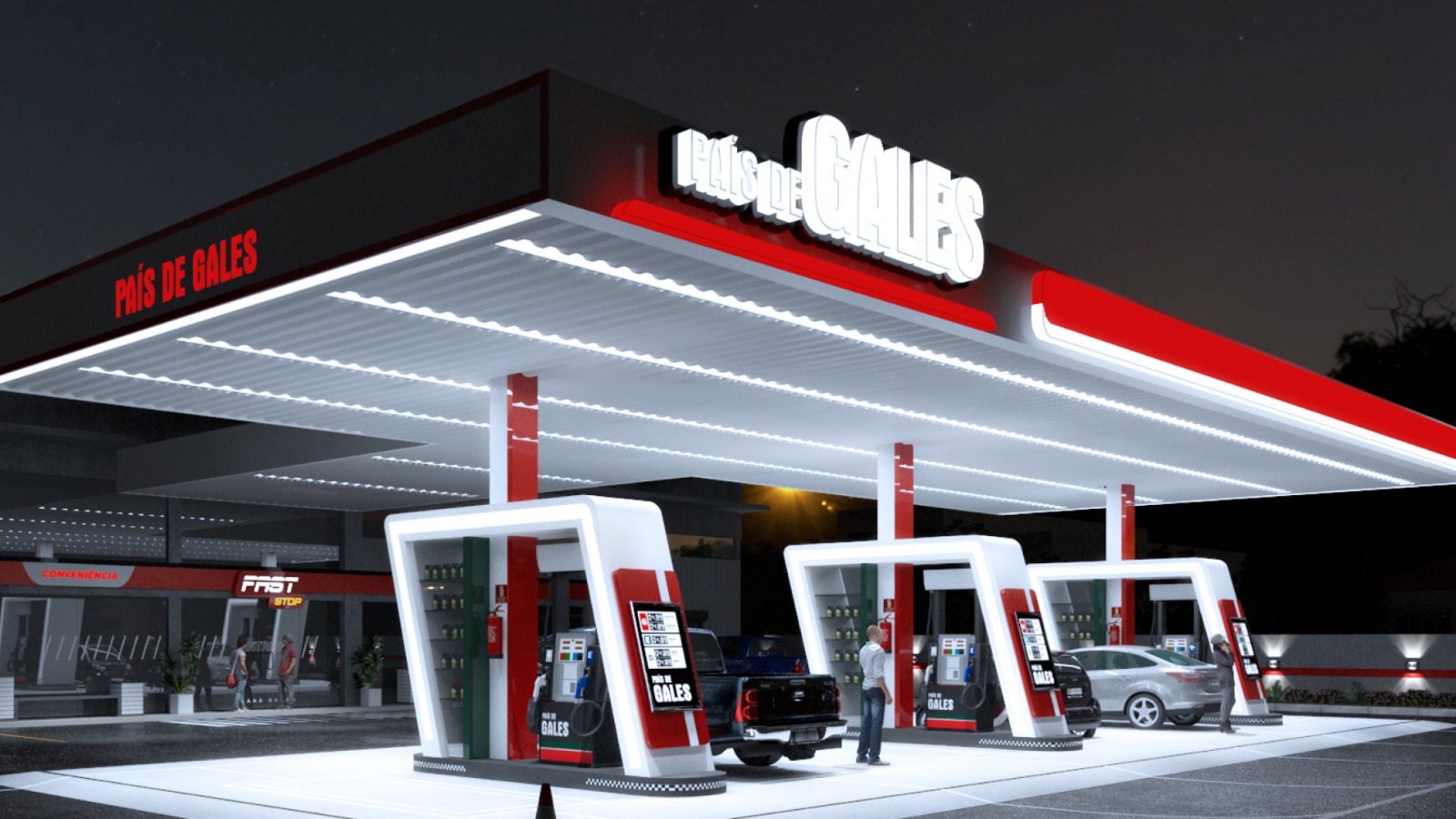 fachada para posto de gasolina