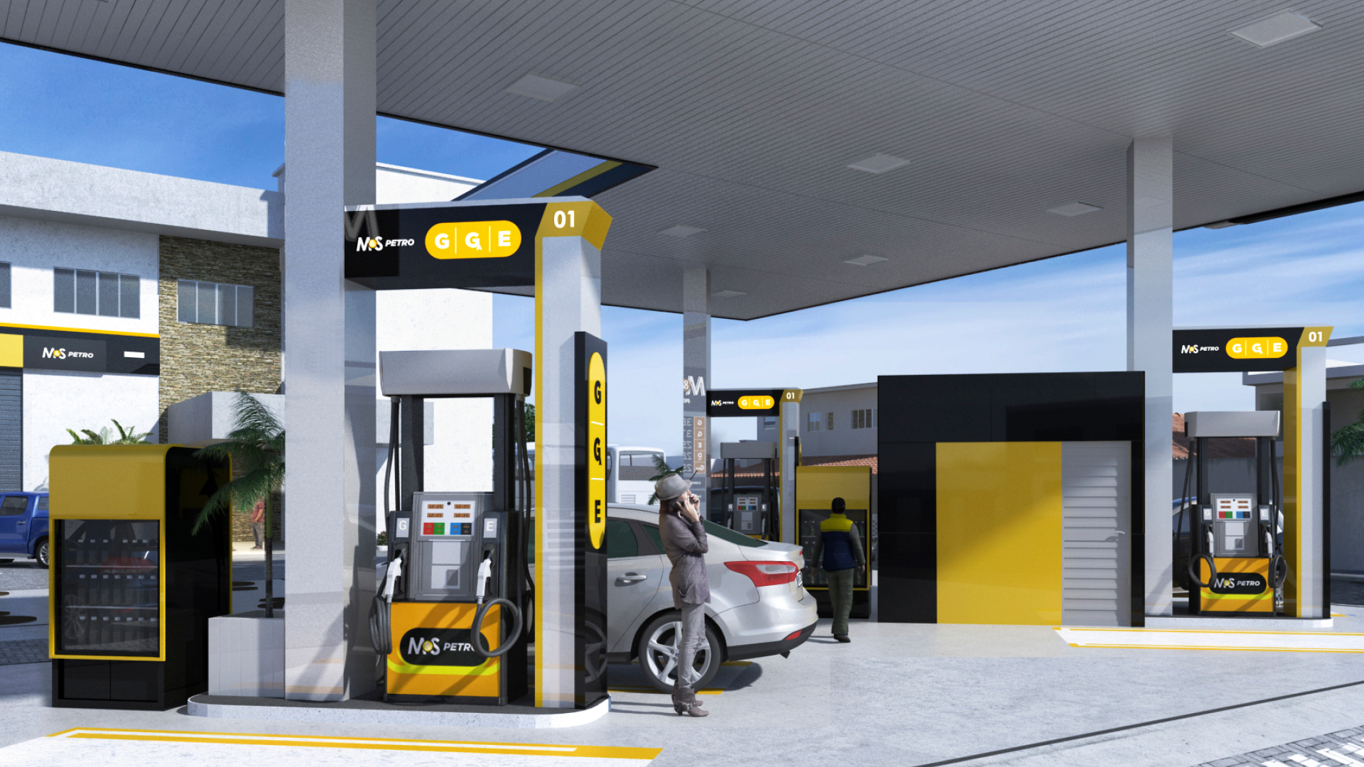 Revestimento de colunas de posto de gasolina com ACP